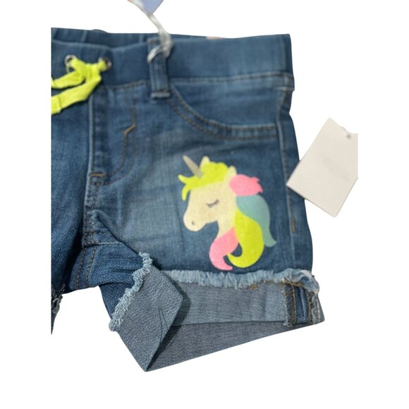 Vigoss Girls Denim Shorts With Unicorn Print & Star Patch Size 4 - Picture 4 of 7